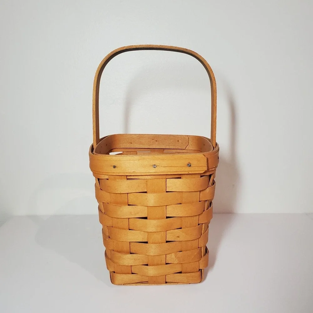 Longaberger tall narrow basket with handle 1996 - see description for dimensions